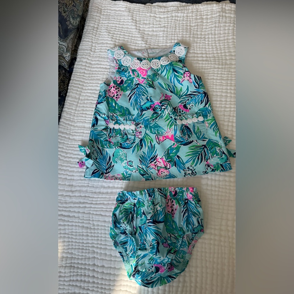 Lilly Pulitzer Tropical Print Dress Set - Blue and Pink